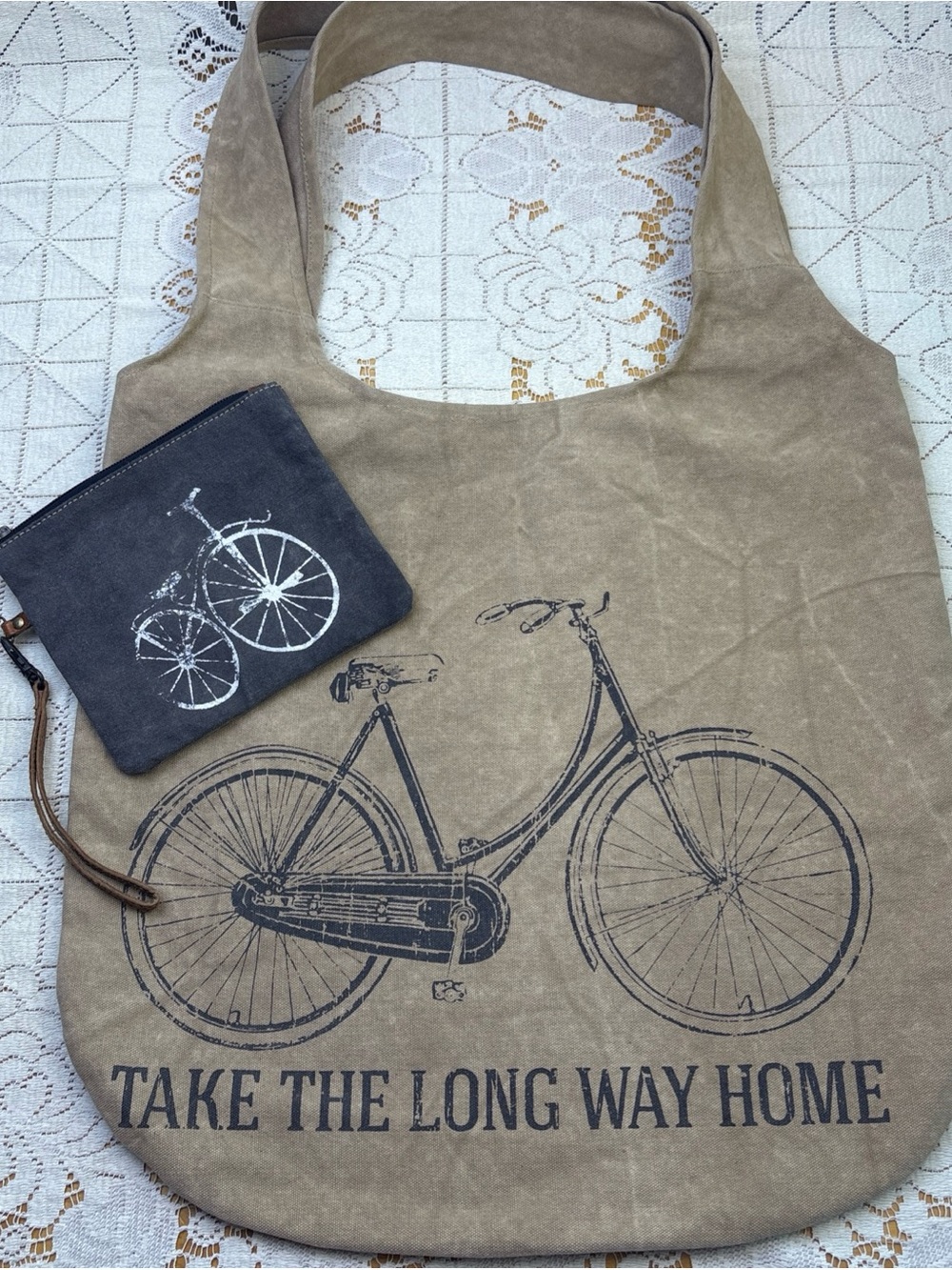 Primitives By Kathy “Take the Long Way Home” Canvas Bicycle Bag & Wristlet